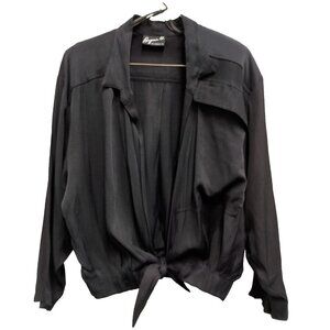 VTG 90s Benjamin A. Top Womens Medium Black Tie Hem Long Sleeve Grunge Capsule